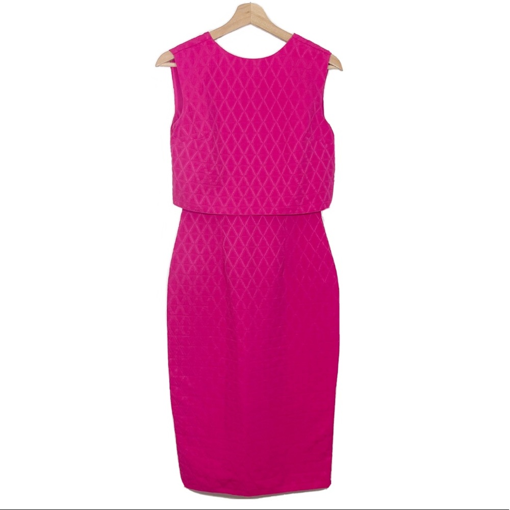 Asos Sheath Midi Dress Sleeveless Geometric Pattern Pink Sz 2